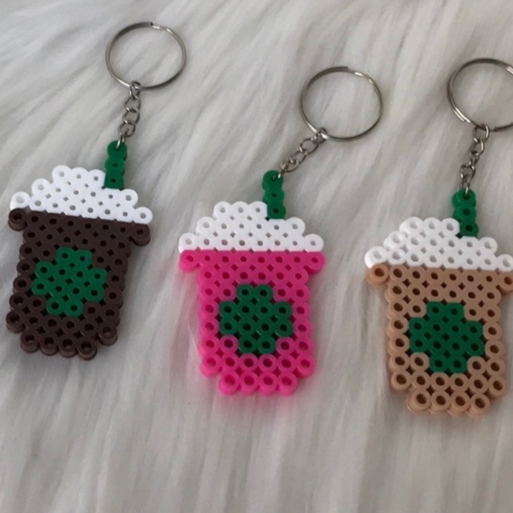 Starbucks keychain handmade perle beads lot of 3